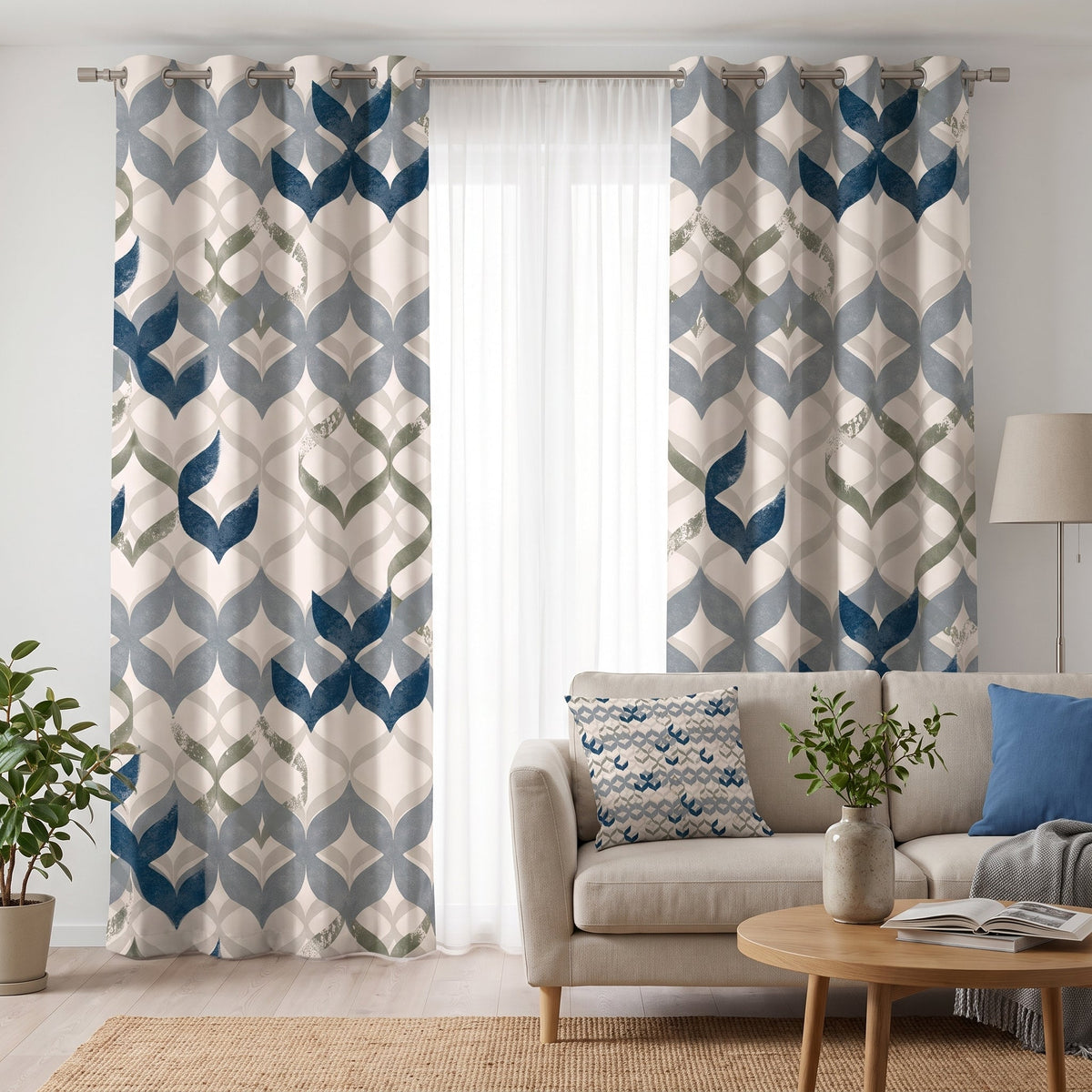 Nordic Trellis — printed curtain pair — Karen Fabrics Modern collection