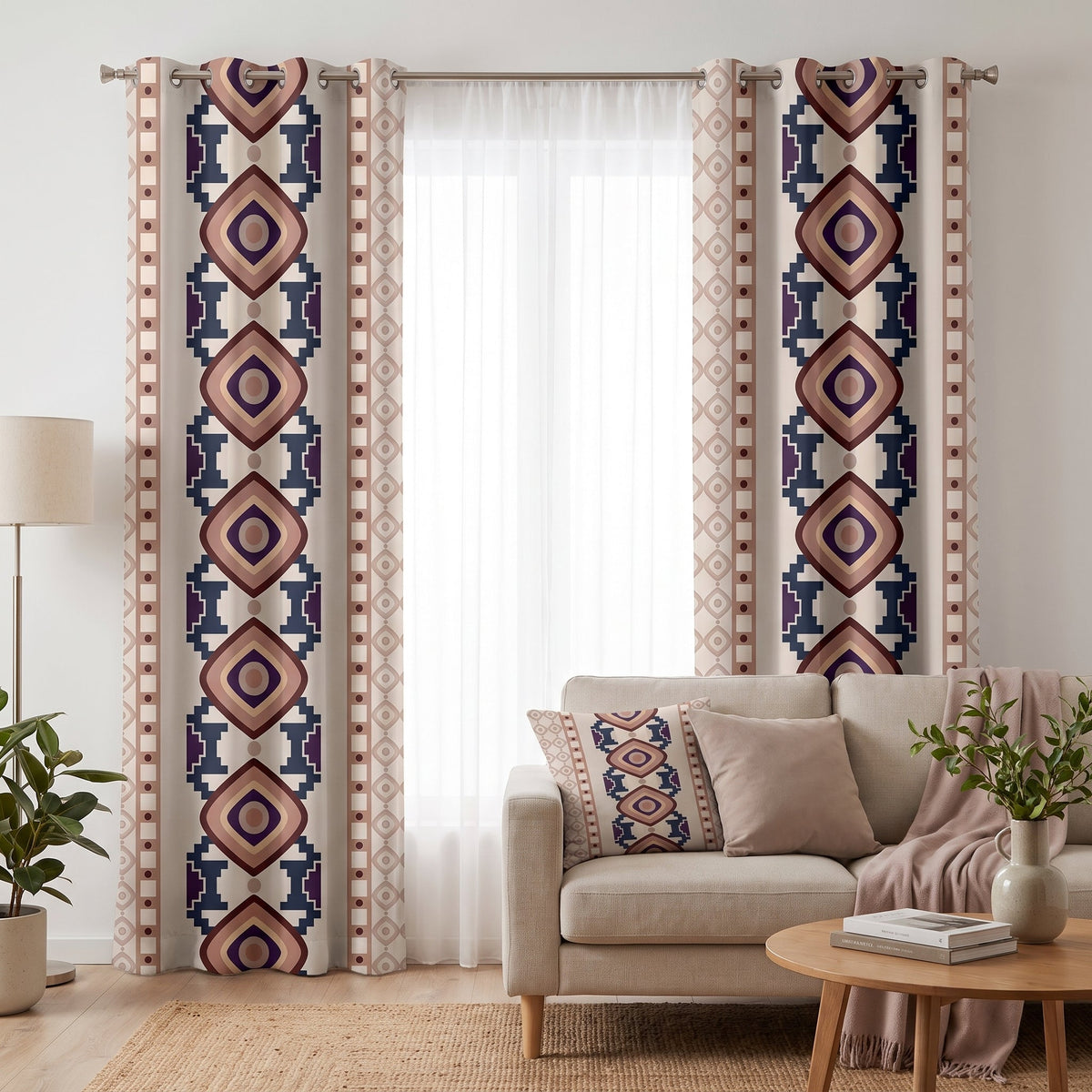 Desert Amulet — printed curtain pair — Karen Fabrics Bohemian collection