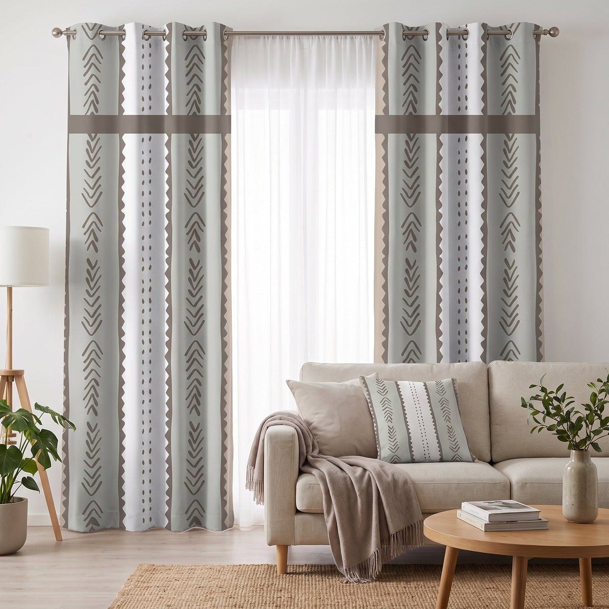 Nordic Tracks — printed curtain pair — Karen Fabrics Bohemian collection