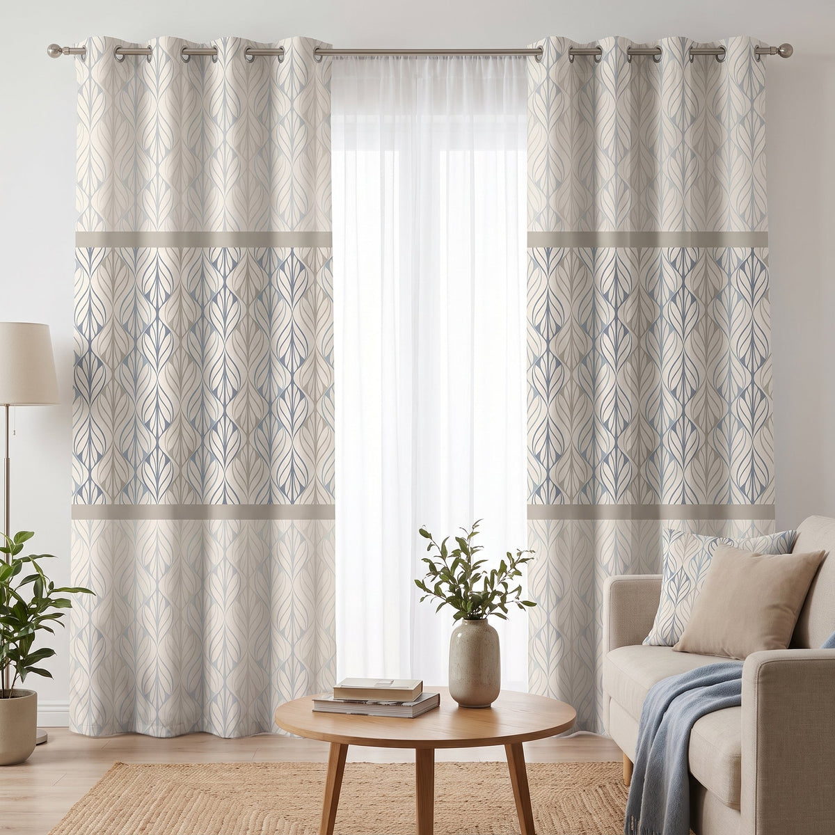 Glacier Fronds — printed curtain pair — Karen Fabrics Modern collection