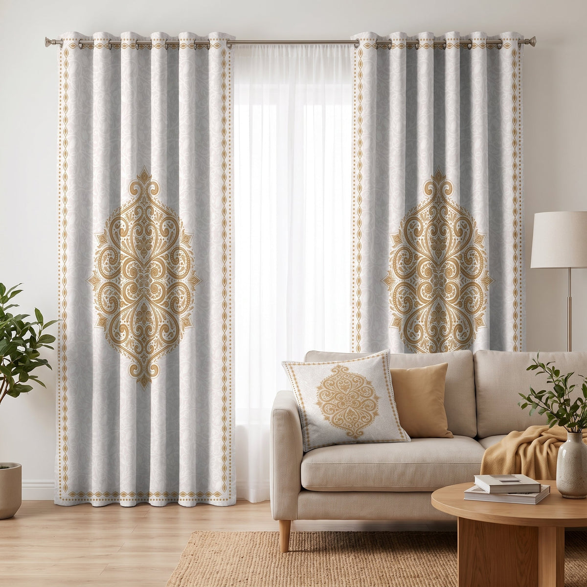 Royal Emblem — printed curtain pair — Karen Fabrics Classic collection