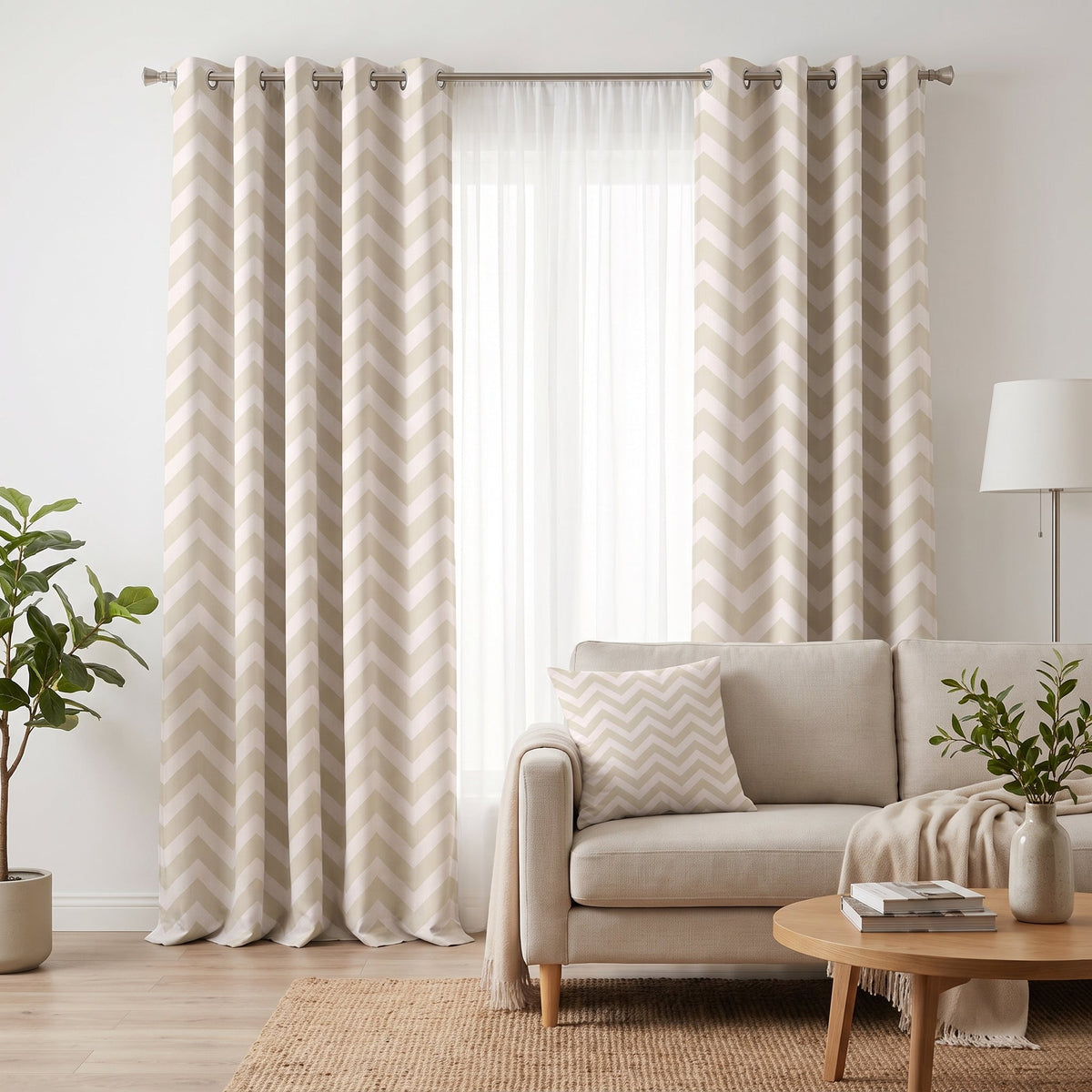 Linen Peaks — printed curtain pair — Karen Fabrics