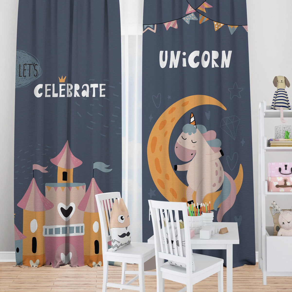 Unicorn Fairy Tale — printed curtain pair — Karen Fabrics