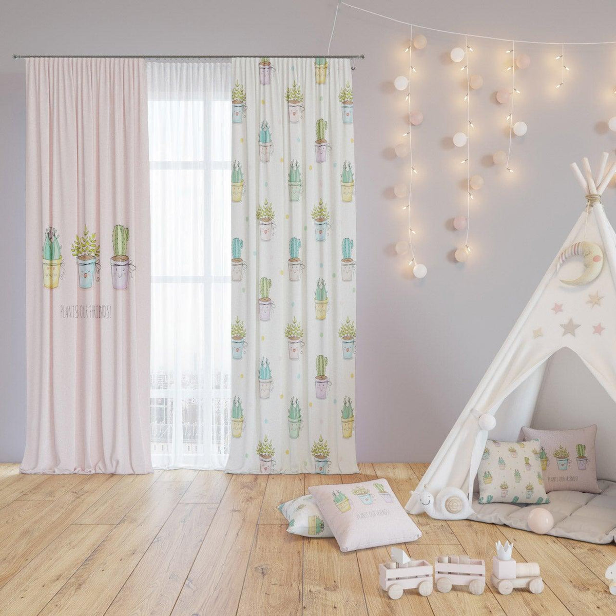 Baby Pots — printed curtain pair — Karen Fabrics