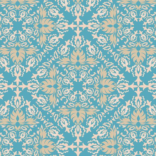 Aqua Brocade — cushion 1 of 6, the printed design