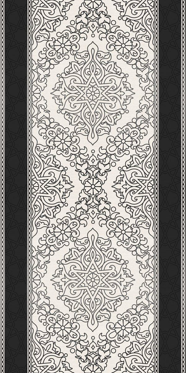 Monochrome Arabesque — the curtain panel, the same design on both panels