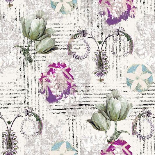 Tulip Reverie, colourway No. 2 — the printed pattern, one repeat — Karen Fabrics