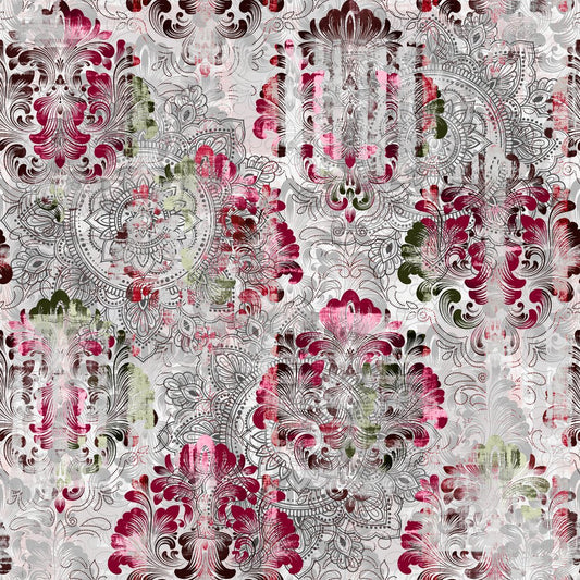 Smoke Damask, colourway No. 2 — the printed pattern, one repeat — Karen Fabrics