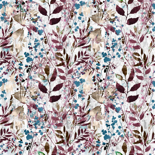 Autumn Sprigs, colourway No. 2 — the printed pattern, one repeat — Karen Fabrics