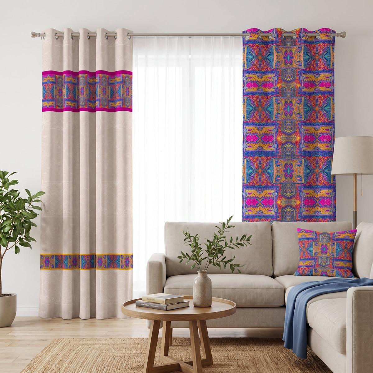 Nomad Mosaic — printed curtain pair — Karen Fabrics Bohemian collection