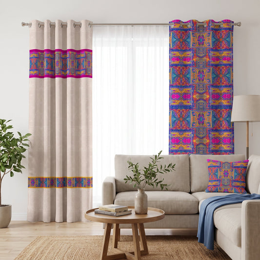 Nomad Mosaic — printed curtain pair — Karen Fabrics Bohemian collection
