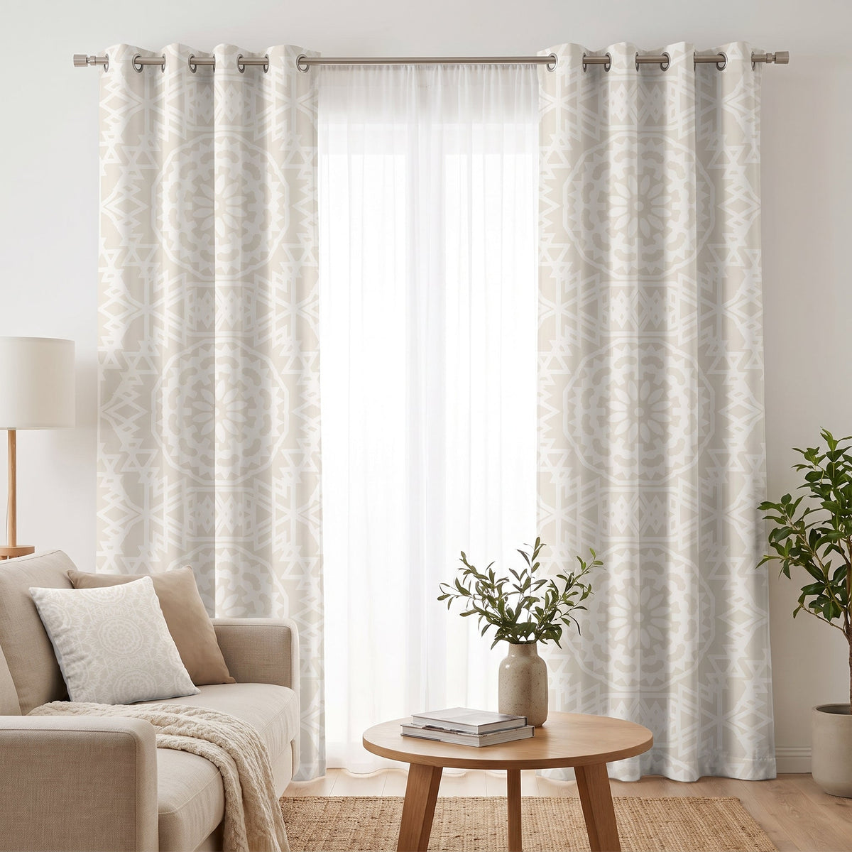 Carved Alabaster — printed curtain pair — Karen Fabrics Classic collection