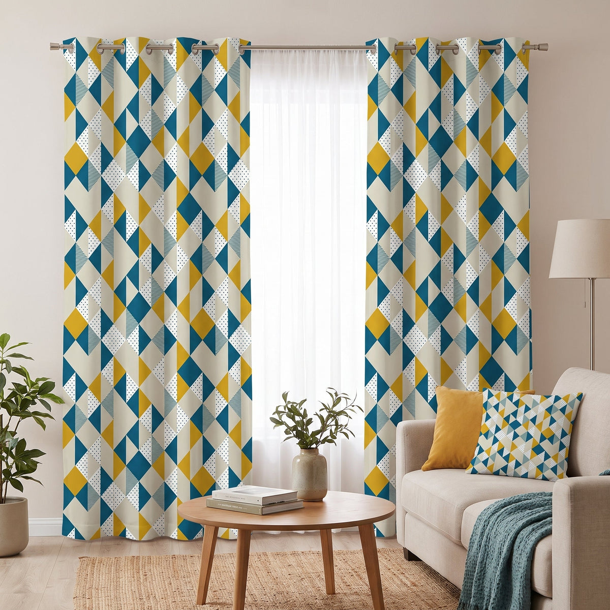 Angular Rhythm — printed curtain pair — Karen Fabrics Modern collection