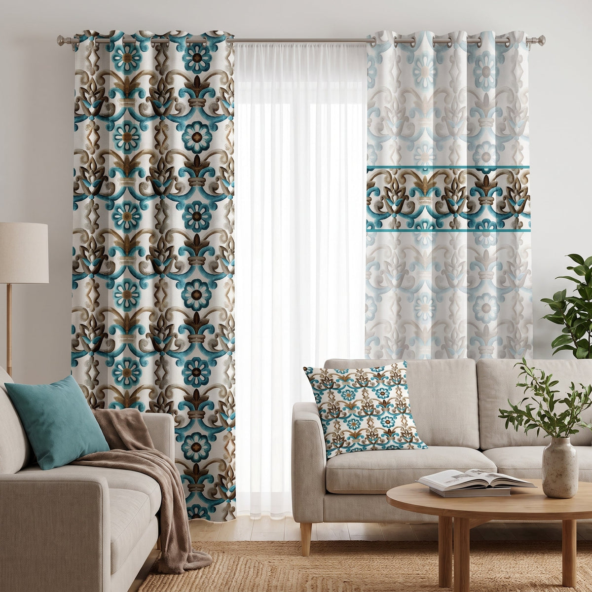 Tuscan Frieze — printed curtain pair — Karen Fabrics Classic collection