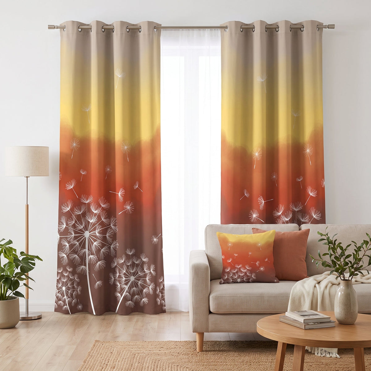 Sunset Whispers — printed curtain pair — Karen Fabrics Modern collection