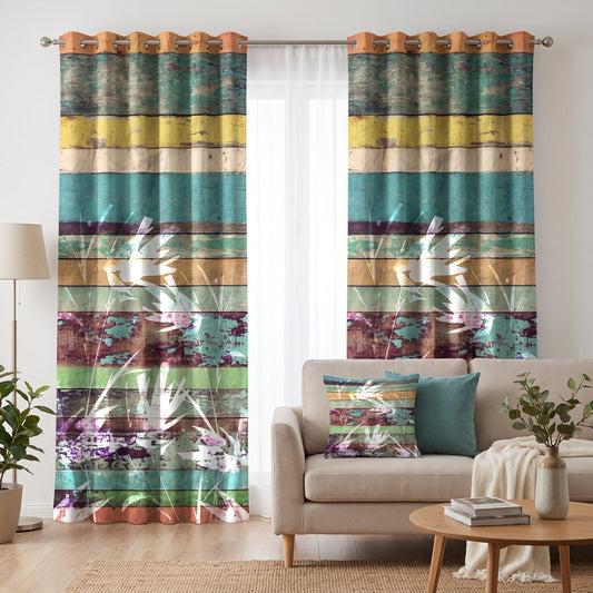 Driftwood Flora — printed curtain pair — Karen Fabrics Vintage collection