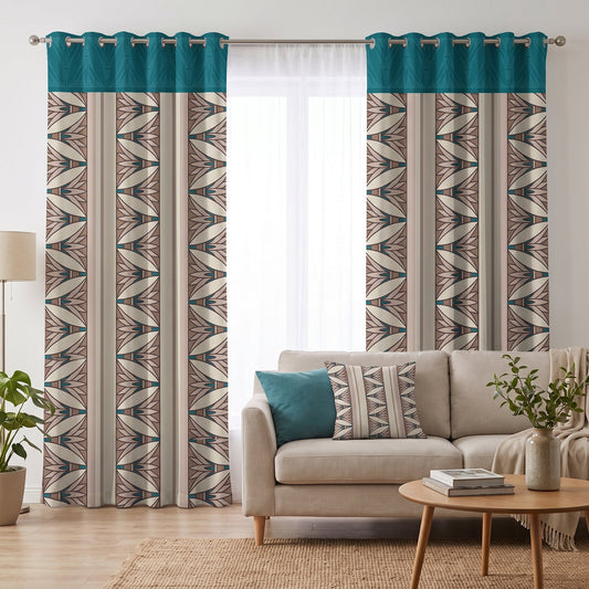 Nile Lotus — printed curtain pair — Karen Fabrics Oriental collection