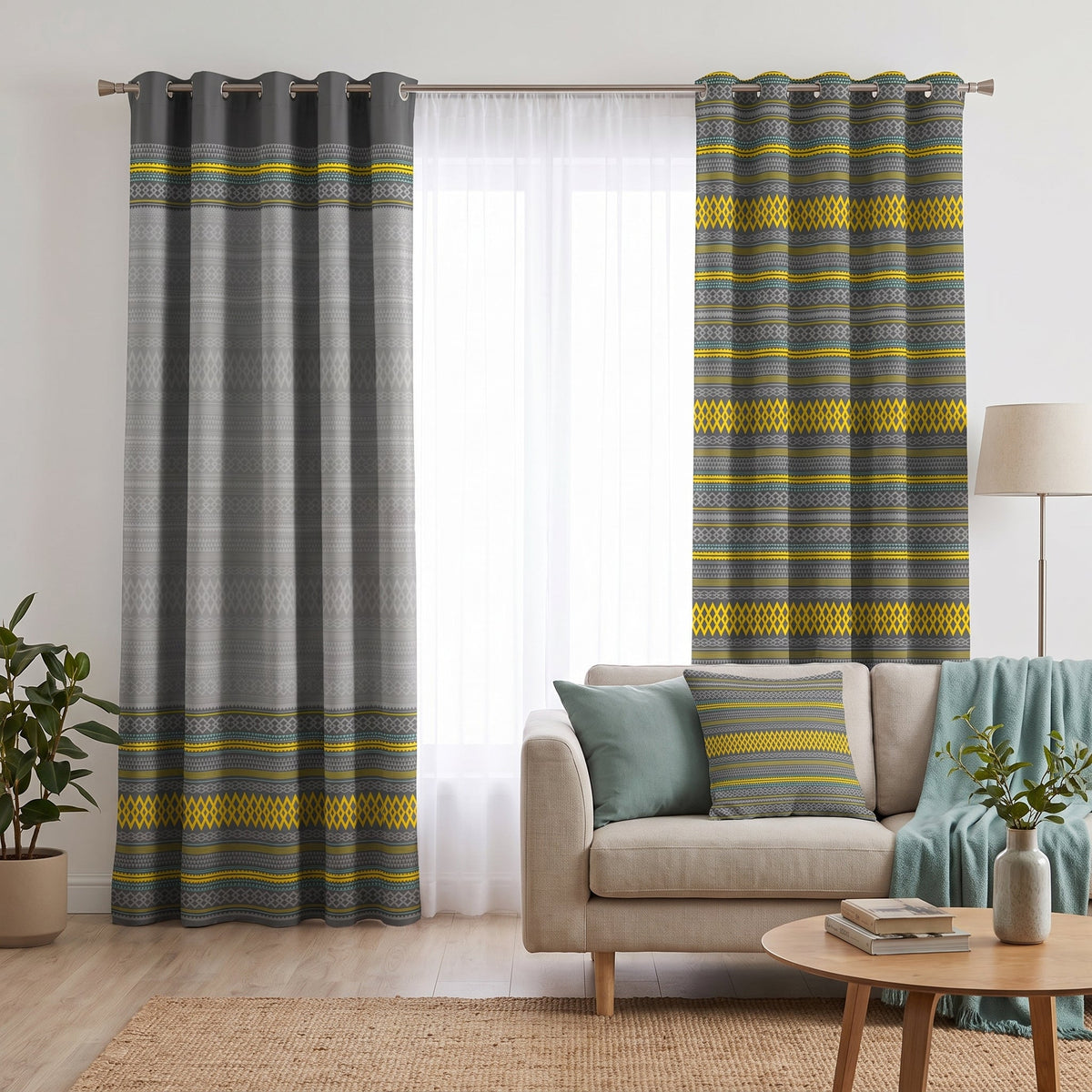 Saffron Thread — printed curtain pair — Karen Fabrics Bohemian collection