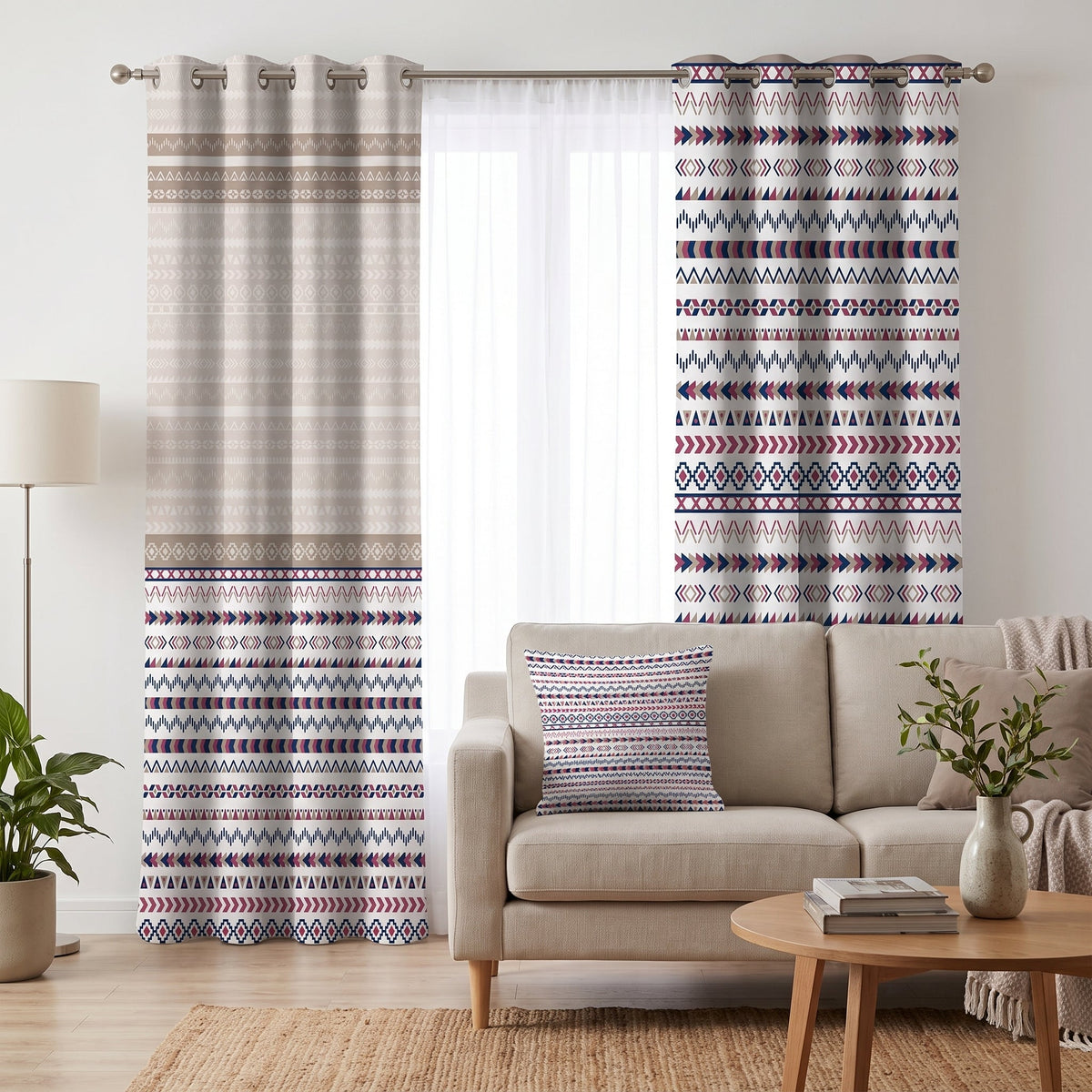 Tribal Loom — printed curtain pair — Karen Fabrics Bohemian collection