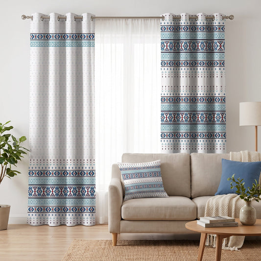 Highland Stitch — printed curtain pair — Karen Fabrics Bohemian collection