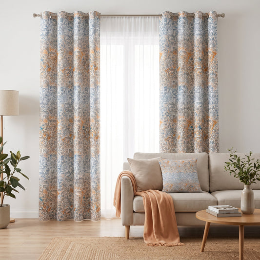 Weathered Fresco — printed curtain pair — Karen Fabrics Vintage collection
