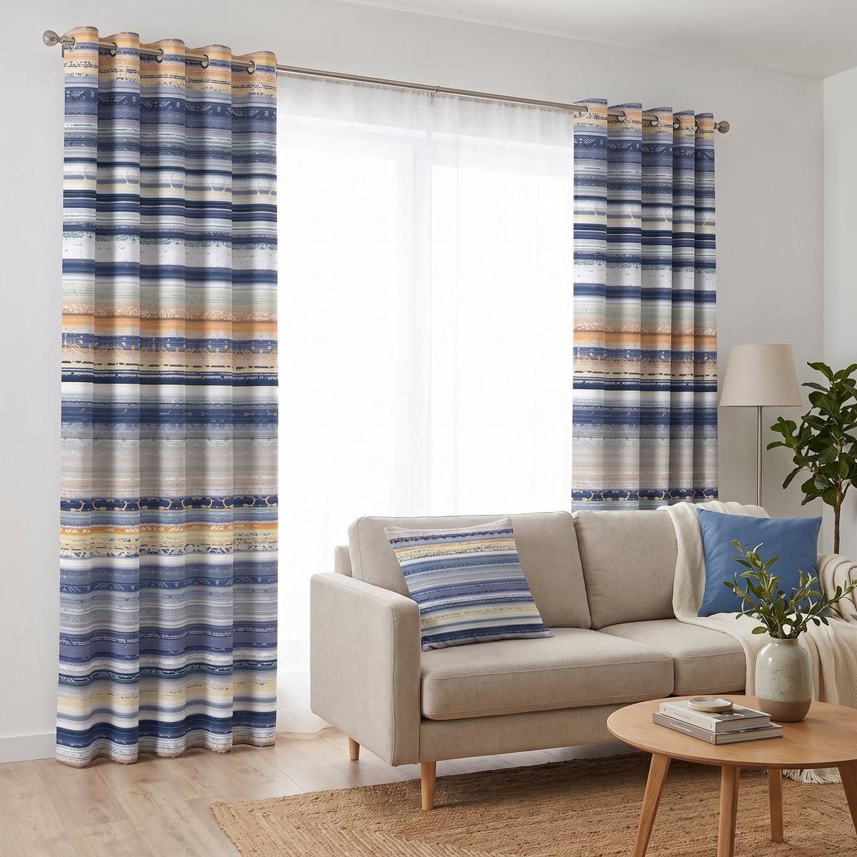 Ocean Sands — printed curtain pair — Karen Fabrics Coastal collection