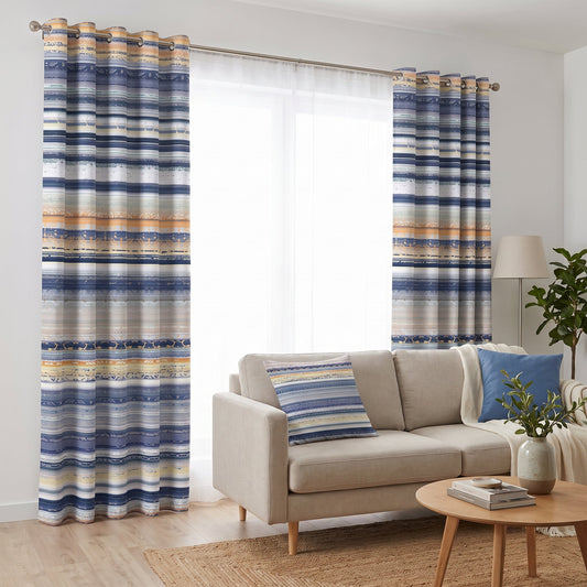 Ocean Sands — printed curtain pair — Karen Fabrics Coastal collection