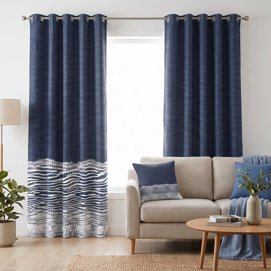 Midnight Swell — printed curtain pair — Karen Fabrics Coastal collection