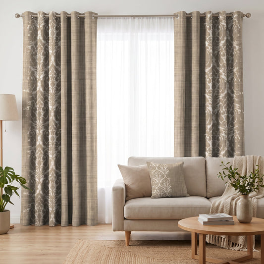 Sandstone Baroque — printed curtain pair — Karen Fabrics Vintage collection