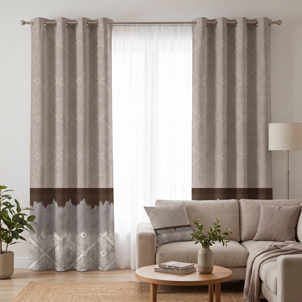 Dune Diamond — printed curtain pair — Karen Fabrics Modern collection