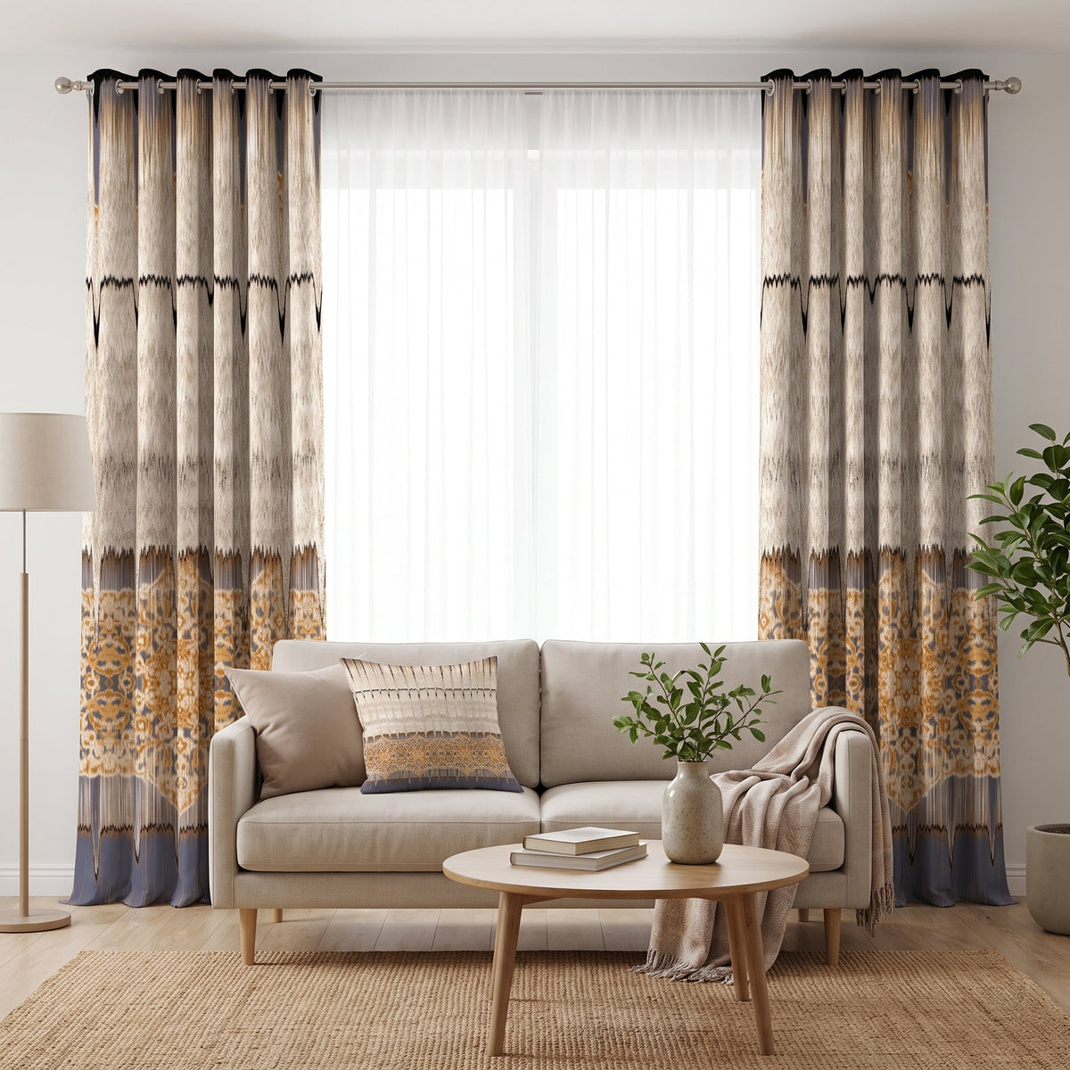 Kashan Dawn — printed curtain pair — Karen Fabrics Oriental collection