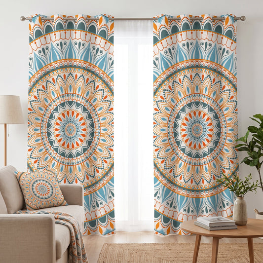 Oasis Sunburst — printed curtain pair — Karen Fabrics Bohemian collection
