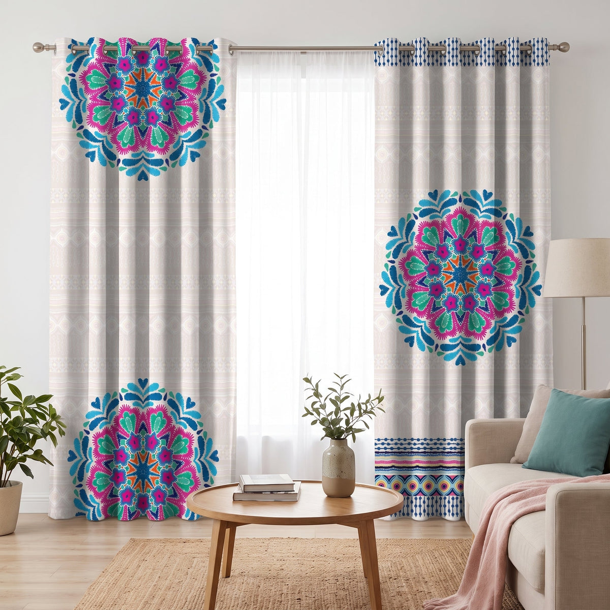 Fiesta Bloom — printed curtain pair — Karen Fabrics Bohemian collection