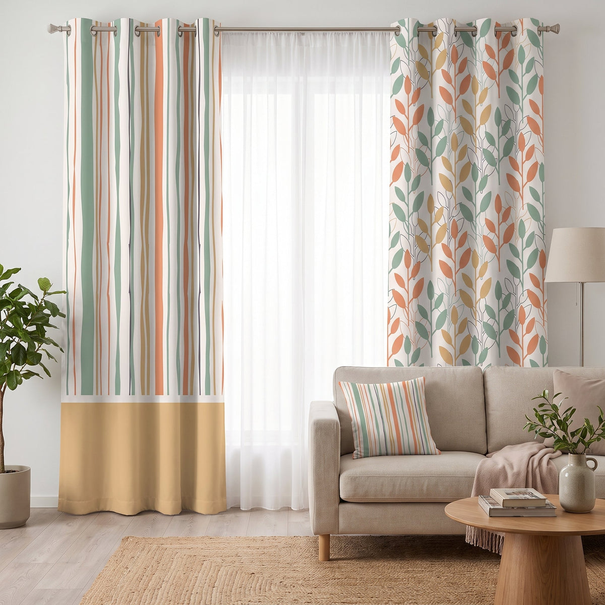 Pastel Grove — printed curtain pair — Karen Fabrics Modern collection