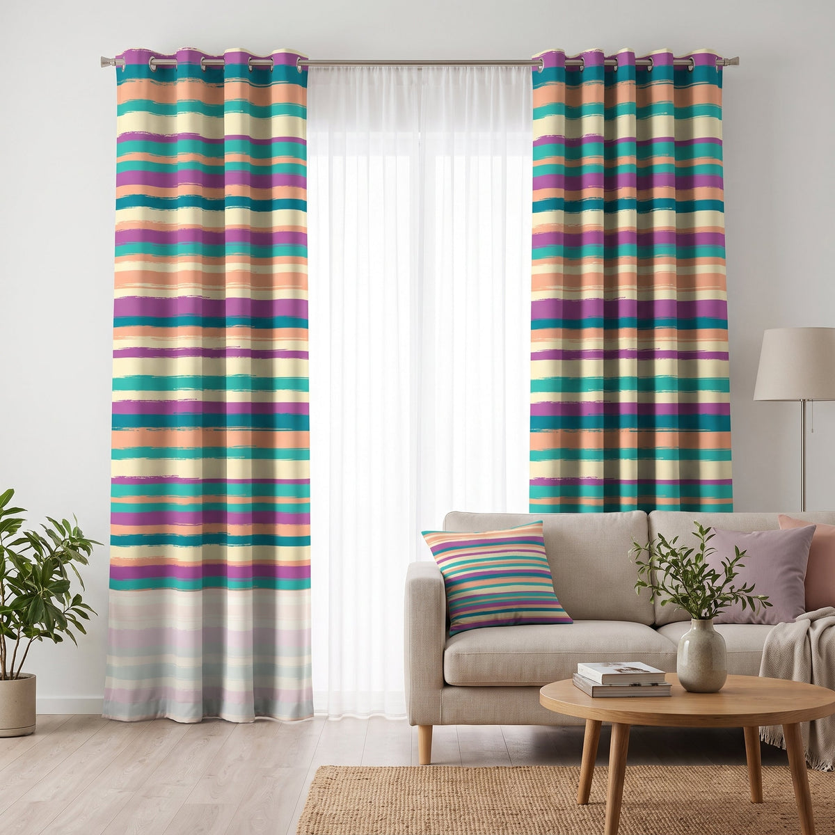Chromatic Tide — printed curtain pair — Karen Fabrics