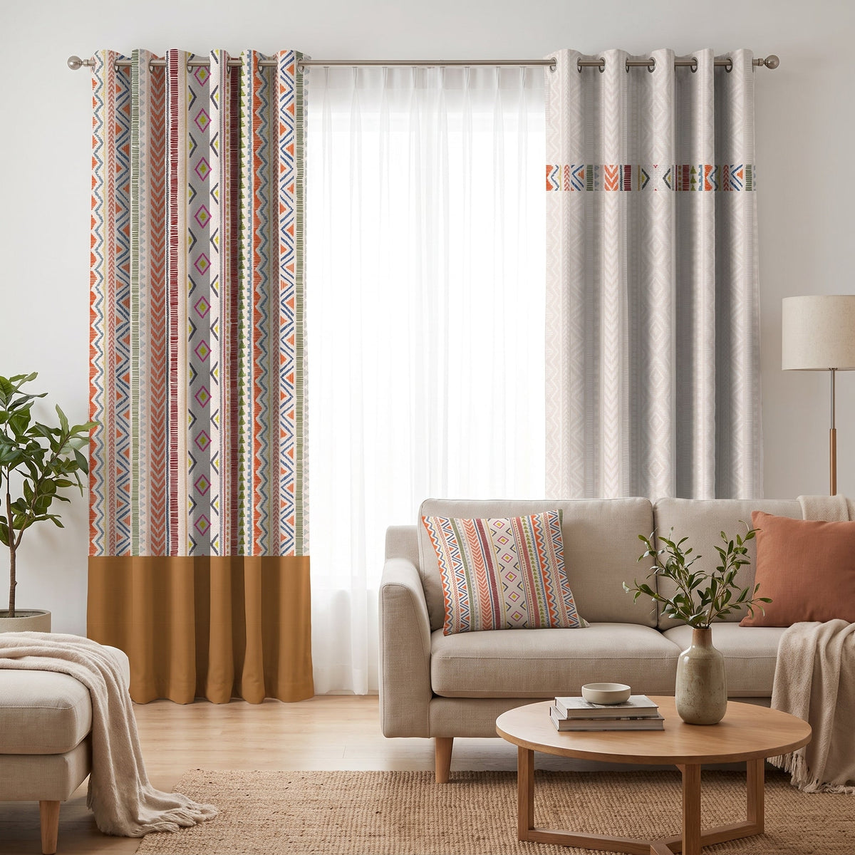 Sedona Clay — printed curtain pair — Karen Fabrics Bohemian collection