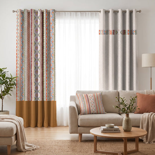 Sedona Clay — printed curtain pair — Karen Fabrics Bohemian collection