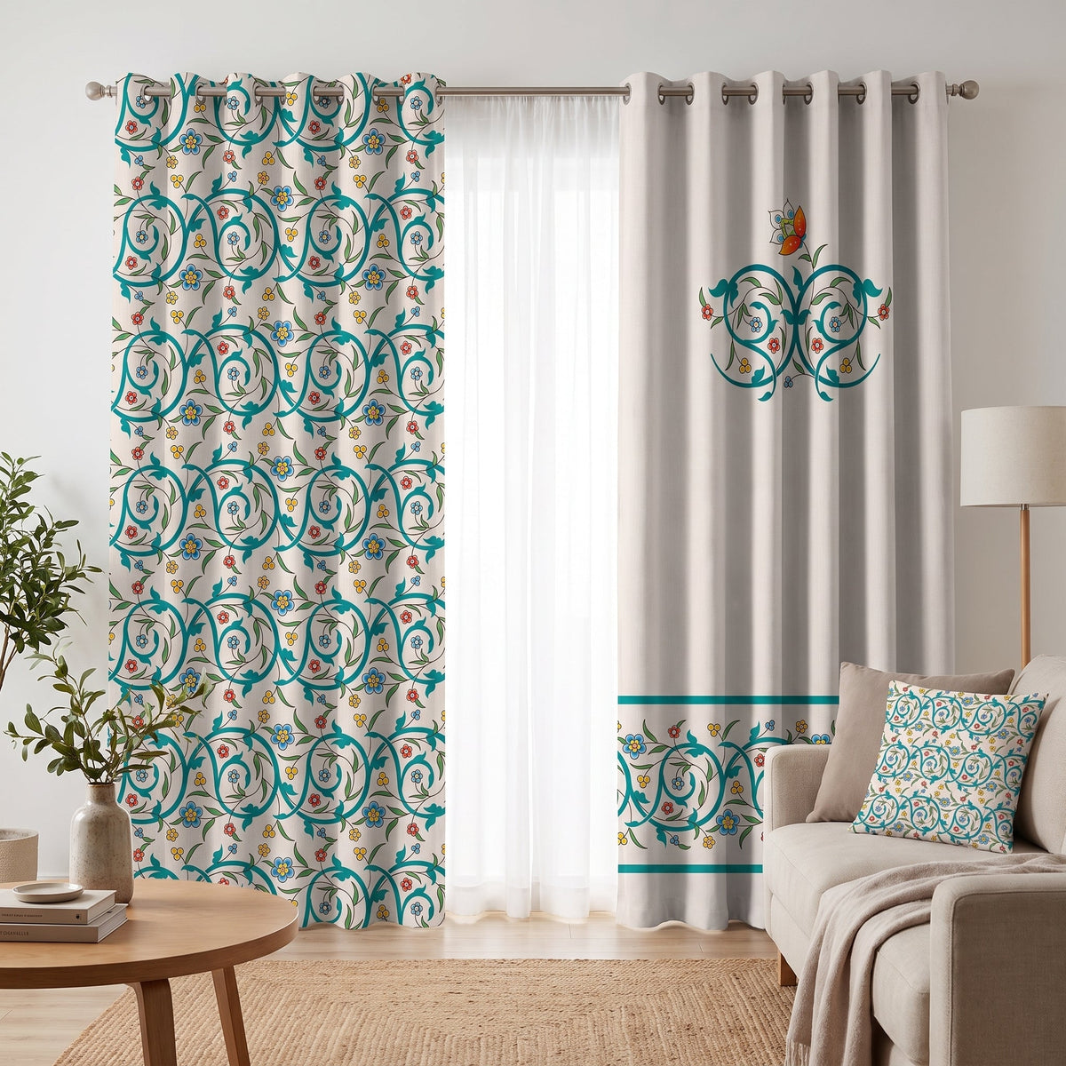 Ottoman Vines — printed curtain pair — Karen Fabrics Oriental collection