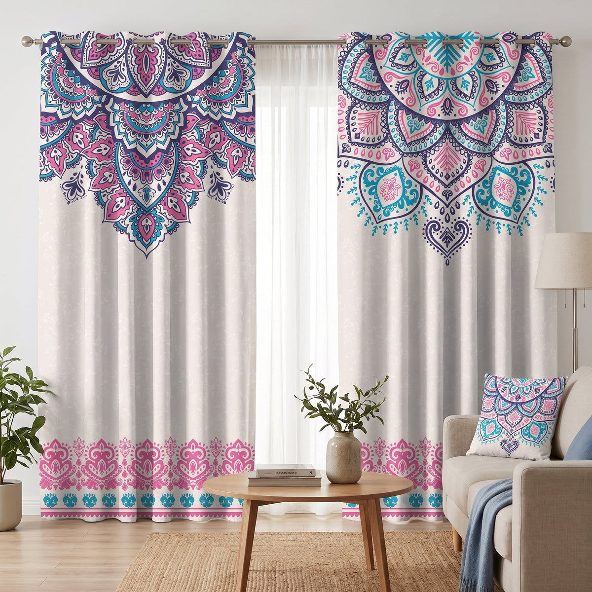 Jaipur Arch — printed curtain pair — Karen Fabrics Bohemian collection