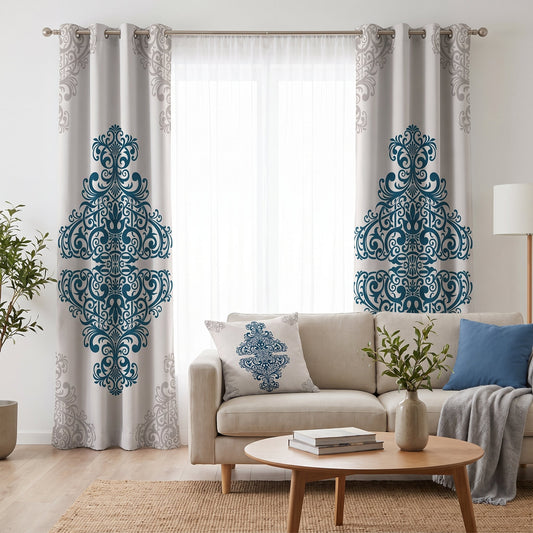 Aegean Tiara — printed curtain pair — Karen Fabrics Classic collection
