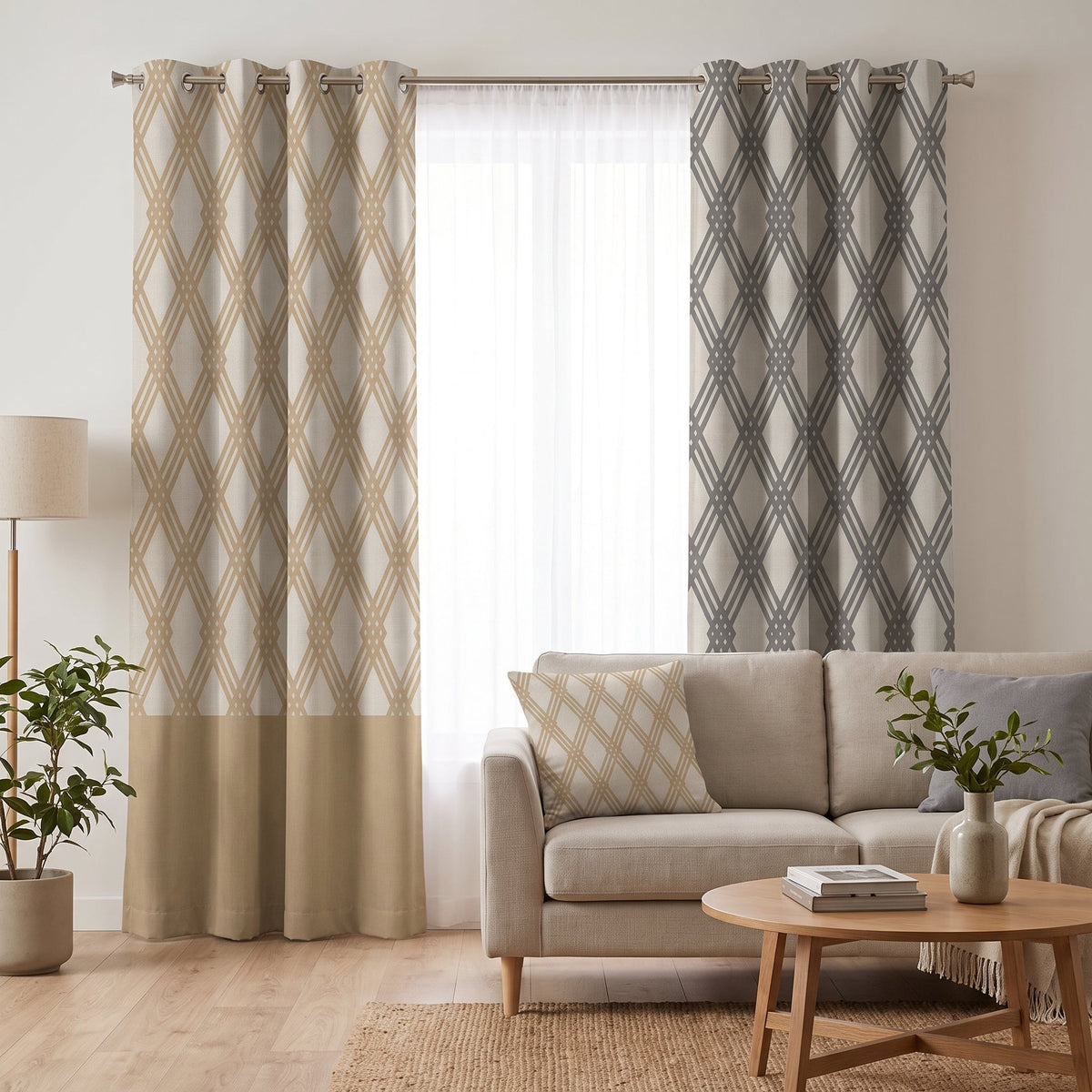 Linear Harmony — printed curtain pair — Karen Fabrics Modern collection