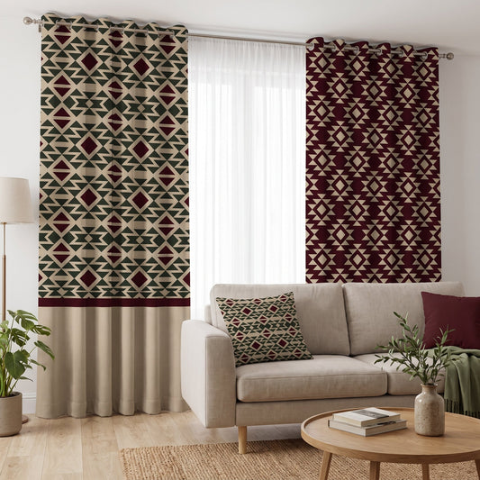 Kilim Shield — printed curtain pair — Karen Fabrics Bohemian collection