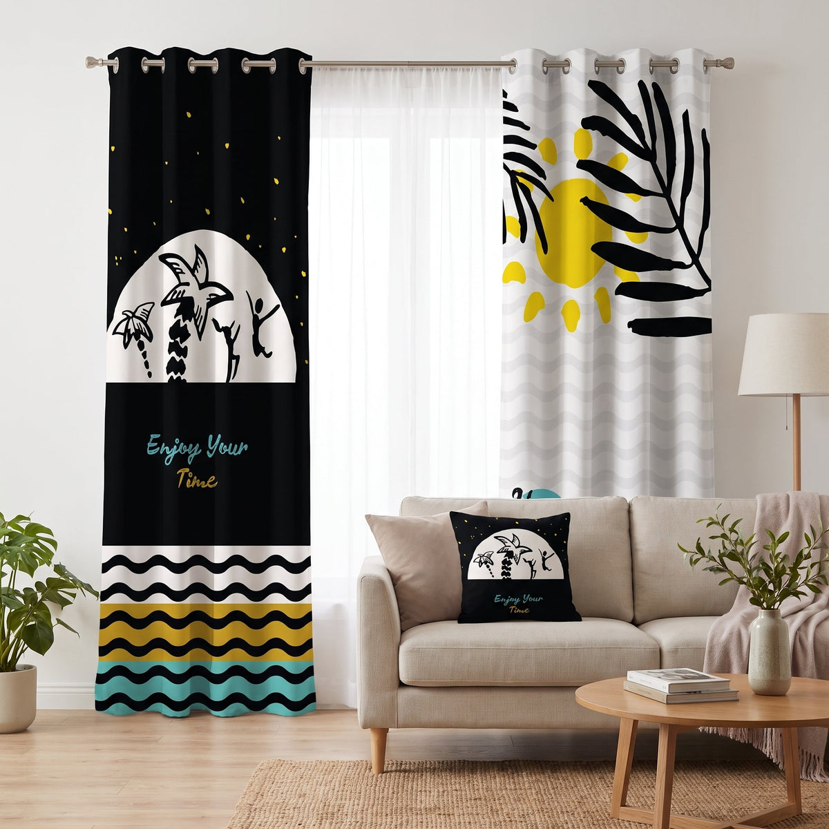 Tropic Holiday — printed curtain pair — Karen Fabrics Coastal collection