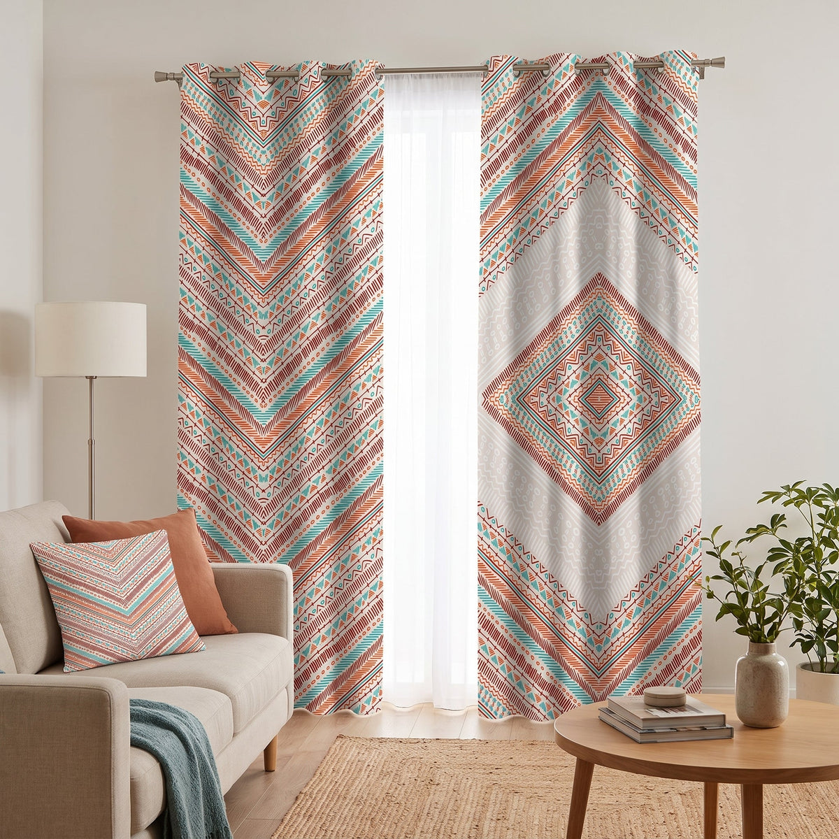 Sonora Diamond — printed curtain pair — Karen Fabrics Bohemian collection