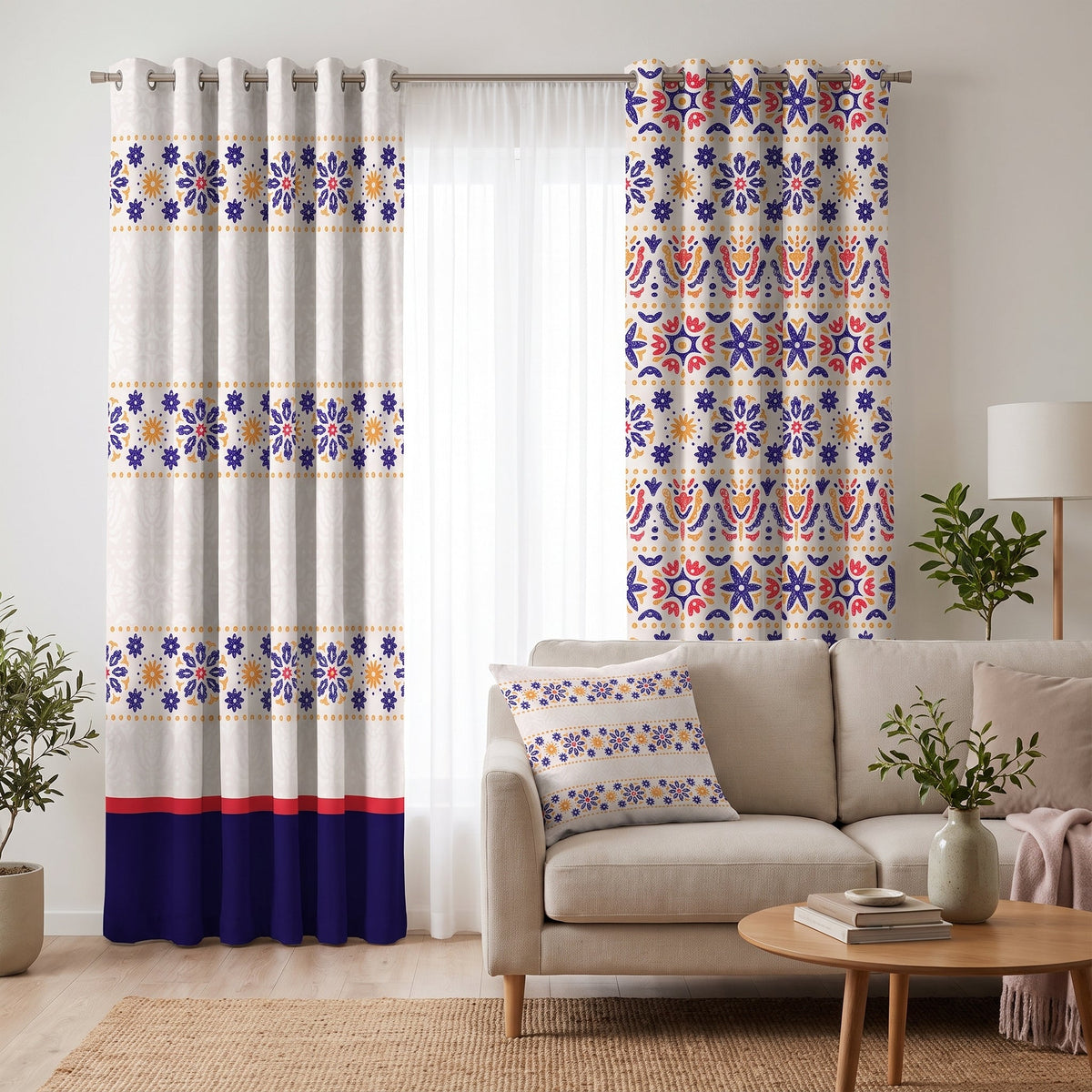 Baltic Posy — printed curtain pair — Karen Fabrics Bohemian collection
