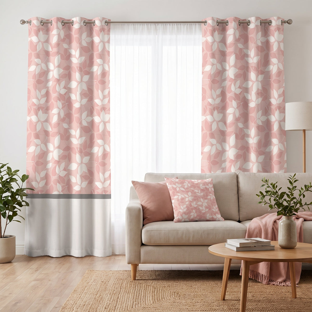Blush Canopy — printed curtain pair — Karen Fabrics Modern collection