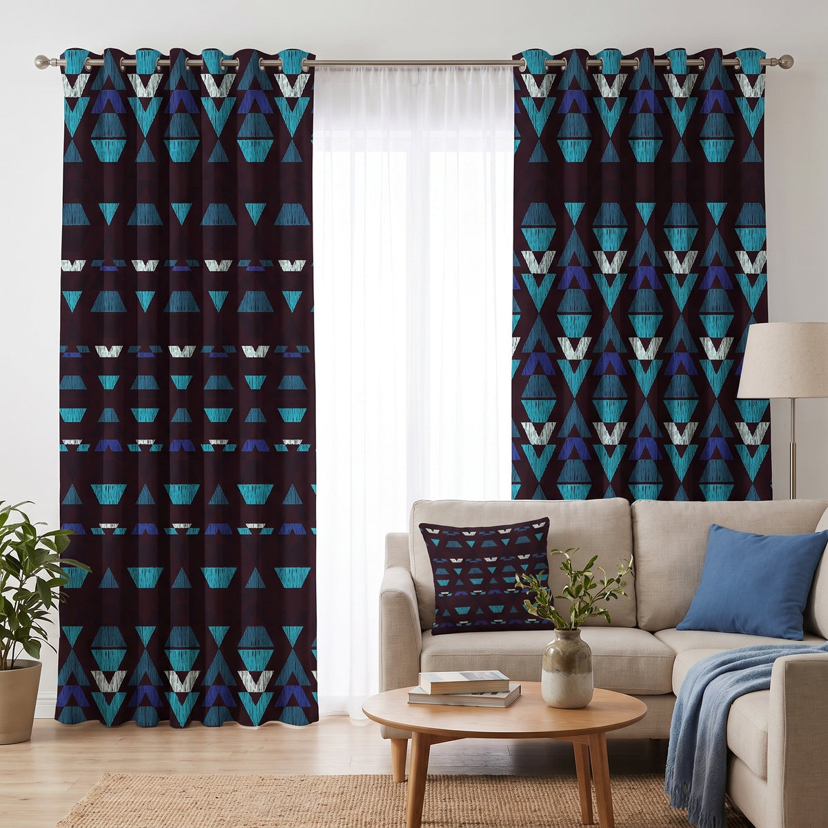 Twilight Arrow — printed curtain pair — Karen Fabrics Bohemian collection
