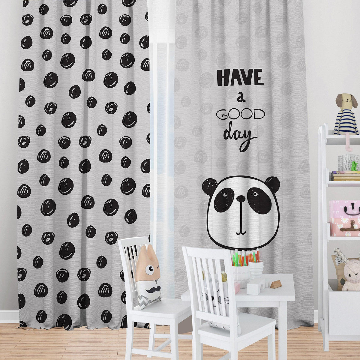 Lovely Panda — printed curtain pair — Karen Fabrics
