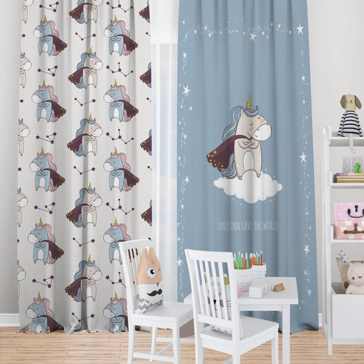 Dreamy Unicorn — printed curtain pair — Karen Fabrics