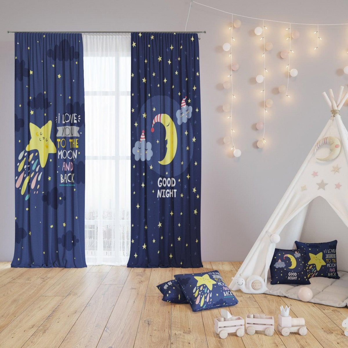 Bedtime Sky — printed curtain pair — Karen Fabrics